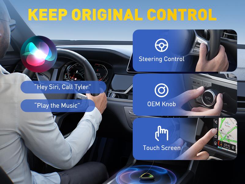 AUXITO 2 in 1 Wireless CarPlay & Android Auto Adapter, Converts OEM Wired CarPlay to Wireless, Plug & Play Seamless Connection for iPhone iOS 12+ & Android 11+, 2025 Upgraded