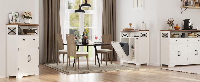 Vabches Tilt Out Trash Can Cabinet for 10 Gallon Trash Can, Farmhouse Kitchen Island Bin Cabinet with Adjustable Shelf for Hidden Laundry Basket, Dual Dog Proof Garbage Can for Dining Room, Living Room Vabches Tilt Out Trash Can Cabinet for 10 Gallon Trash Can, Farmhouse Kitchen Island Bin Cabinet with Adjustable Shelf for Hidden Laundry Basket, Dual Dog Proof Garbage Can for Dining Room, Living Room