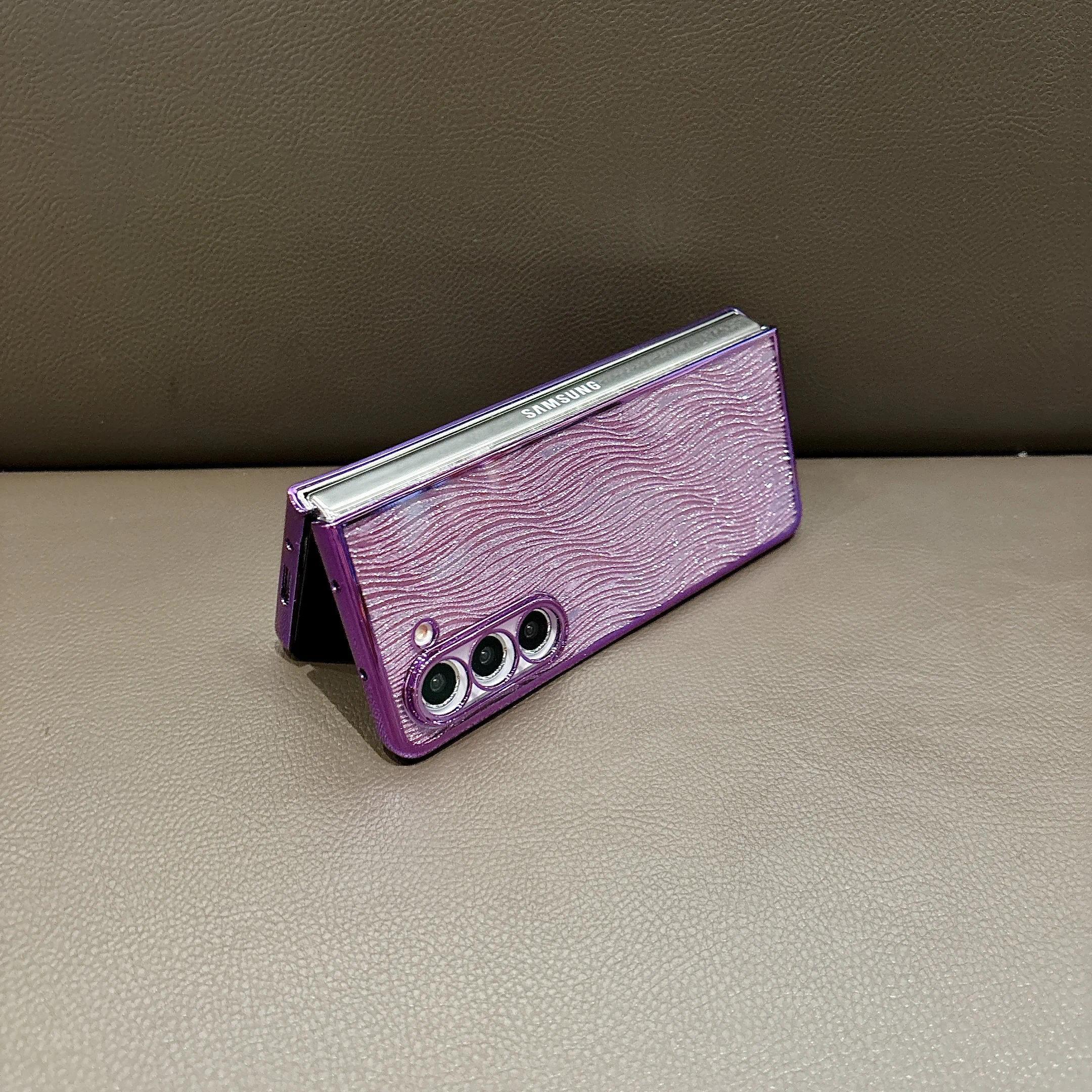 Ring Electroplate Sparkling Phone Case for Samsung Galaxy Z Fold 7 6 5 4 3 Fold6 Fold5 Fold4 Fold7 Magnetic Shockproof  Cover