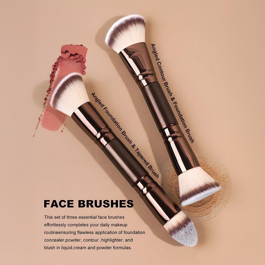 6-Piece Dual-Ended Makeup Brush Set, Face Makeup Brushes, Multi-Functional Foundation Contour Eyeshadow Blush Brushes, High-Quality Synthetic Hair, Essential Beauty Tools for Women