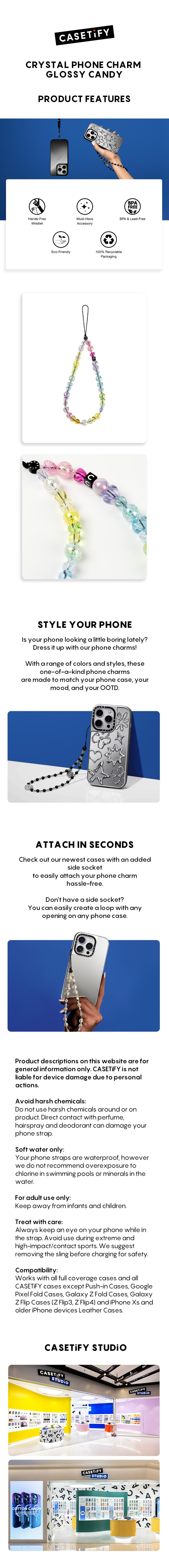 CASETiFY Crystal Phone Charm - Glossy Candy