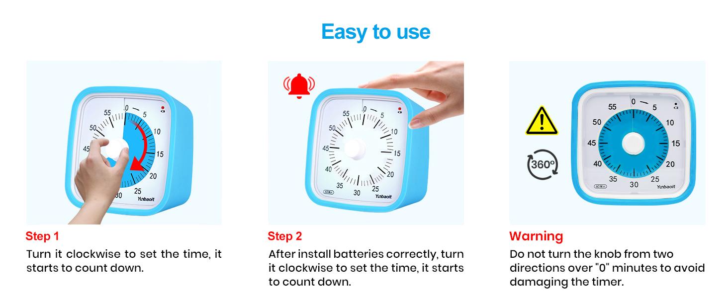 【mothersdaygift】Yunbaoit 60-Minute Visual Timer with Protective Case Silent Timer for All Ages & Abilities Low Power Indicator Light for Classroom Kitchen Office Thanksgiving Cooking Utensils Set