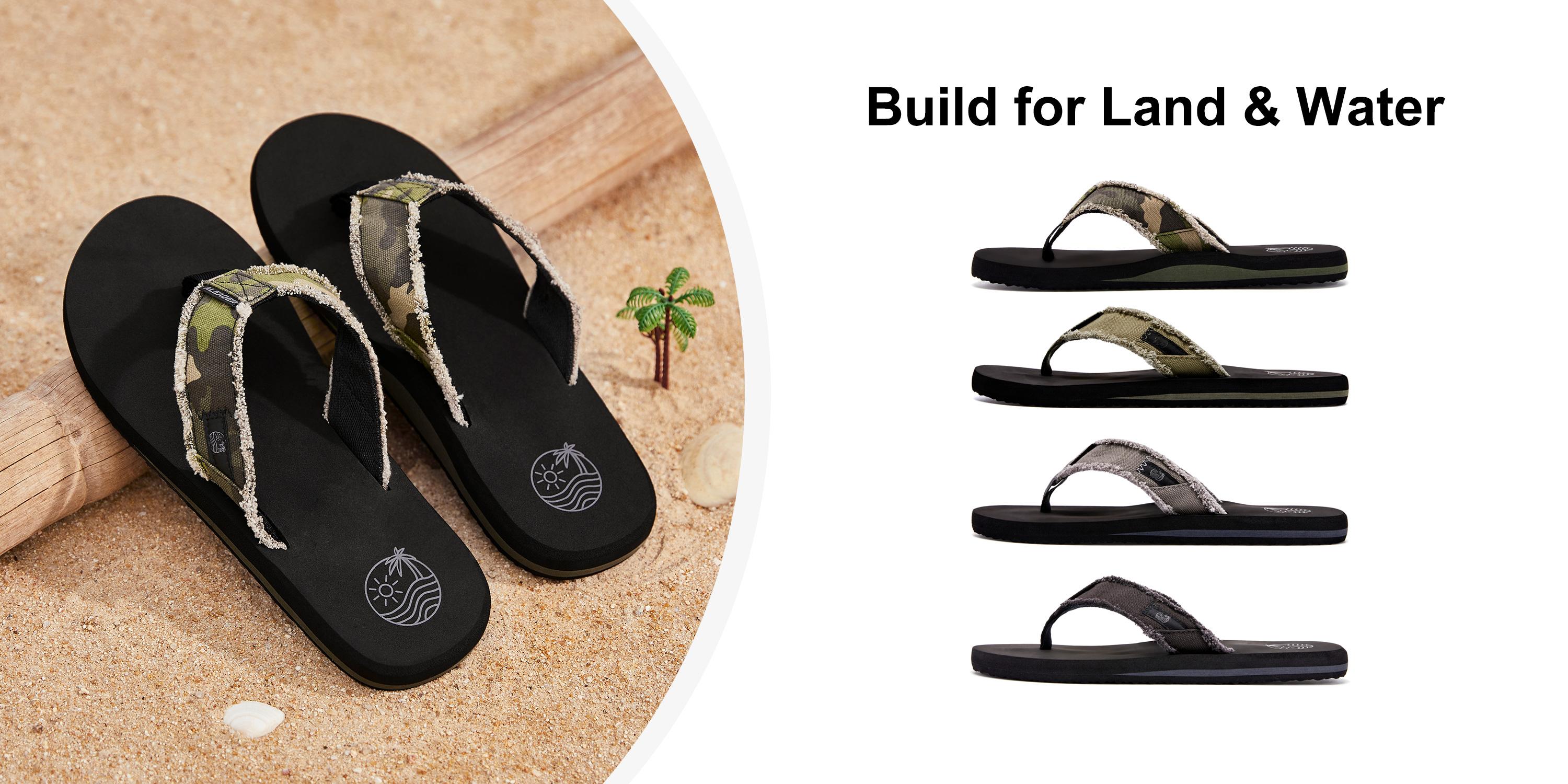 ALEADER Mens Canvas Flip Flops Summer Comfortable Slippers Walking Shoes Home Shoes Fashionable Classic Versatile SpringStatements