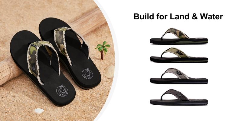 ALEADER Mens Canvas Flip Flops Summer Comfortable Slippers Walking Shoes Home Shoes Fashionable Classic Versatile