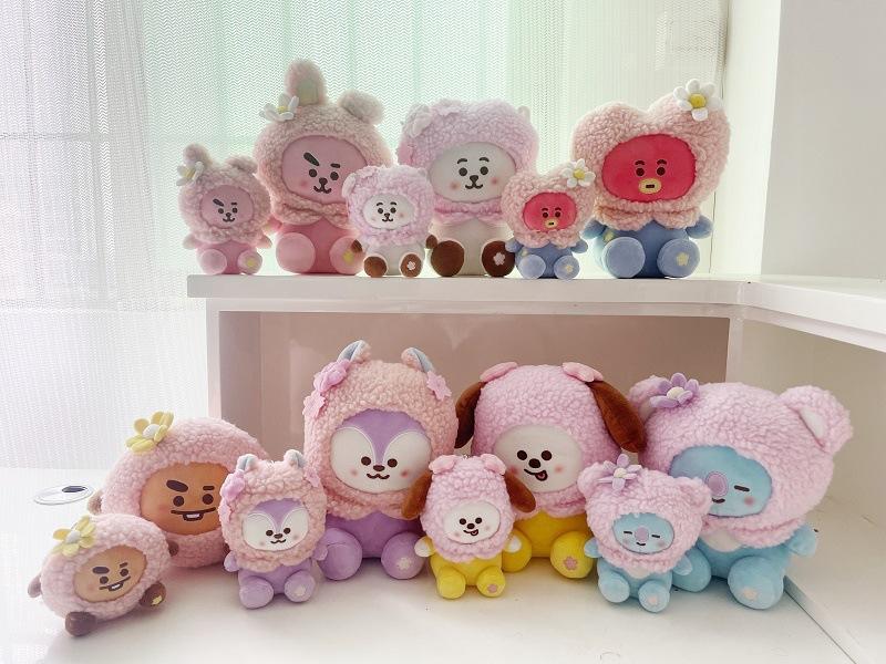 Anime Cartoon Bt21 Sakura Series Plush Toy Dolls Cooky Shooky Chimmy Backpack Keychain Accessories Home Decor Ornaments Gift