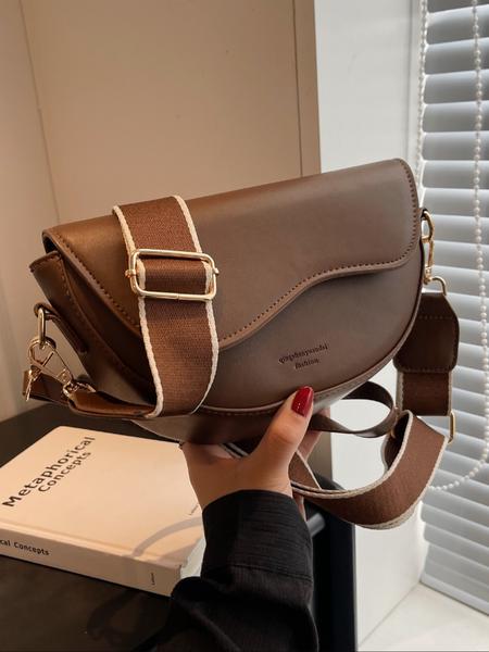 Women's Fashionable Saddle Bag, Casual Versatile Crossbody Bag with Wide Shoulder Strap, Trendy All-match Commuter Bag, Crossbody Shoulder Purses for Daily Used