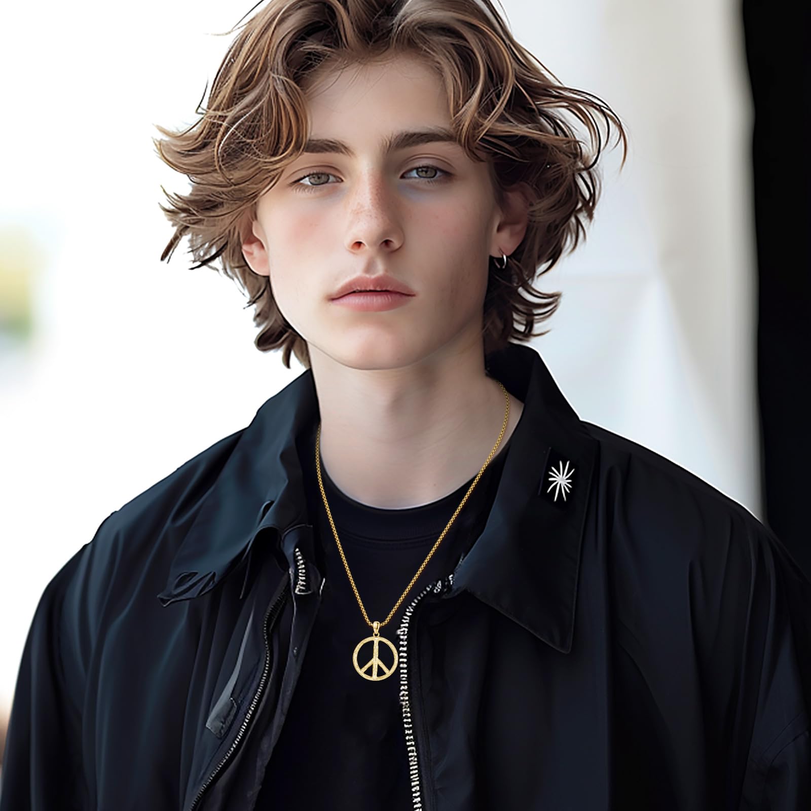 Thanches 925 Sterling Silver Peace Sign Necklace for Men Women Hippie Peace Pendant Jewelry, Perfect for Parties, Birthdays, Graduations Unleash