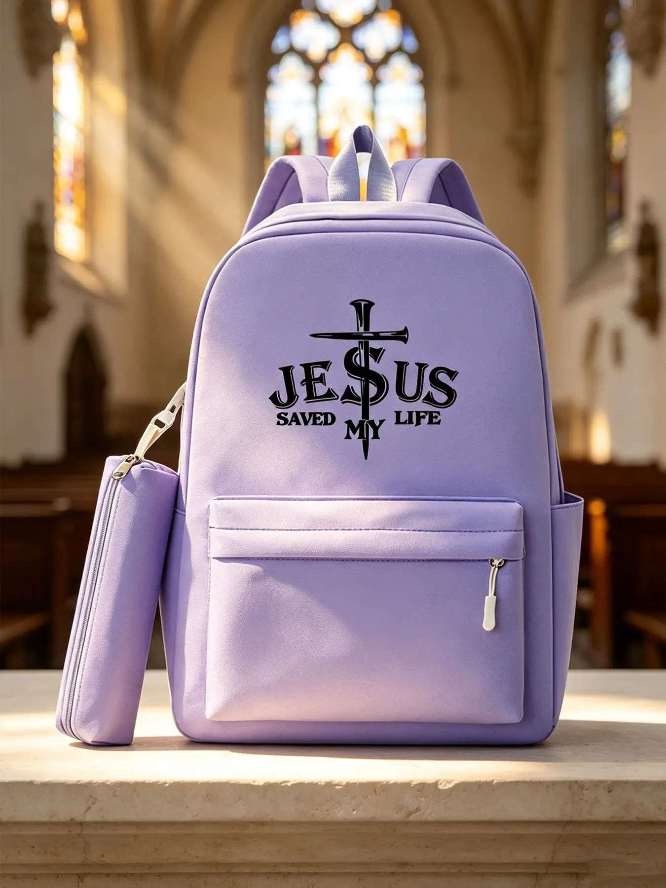 Jesus Print Men's Large Capacity Backpack, Lightweight Multi-Functional Laptop Bag, Fashion Travel Bag for Daily Use & Commuting