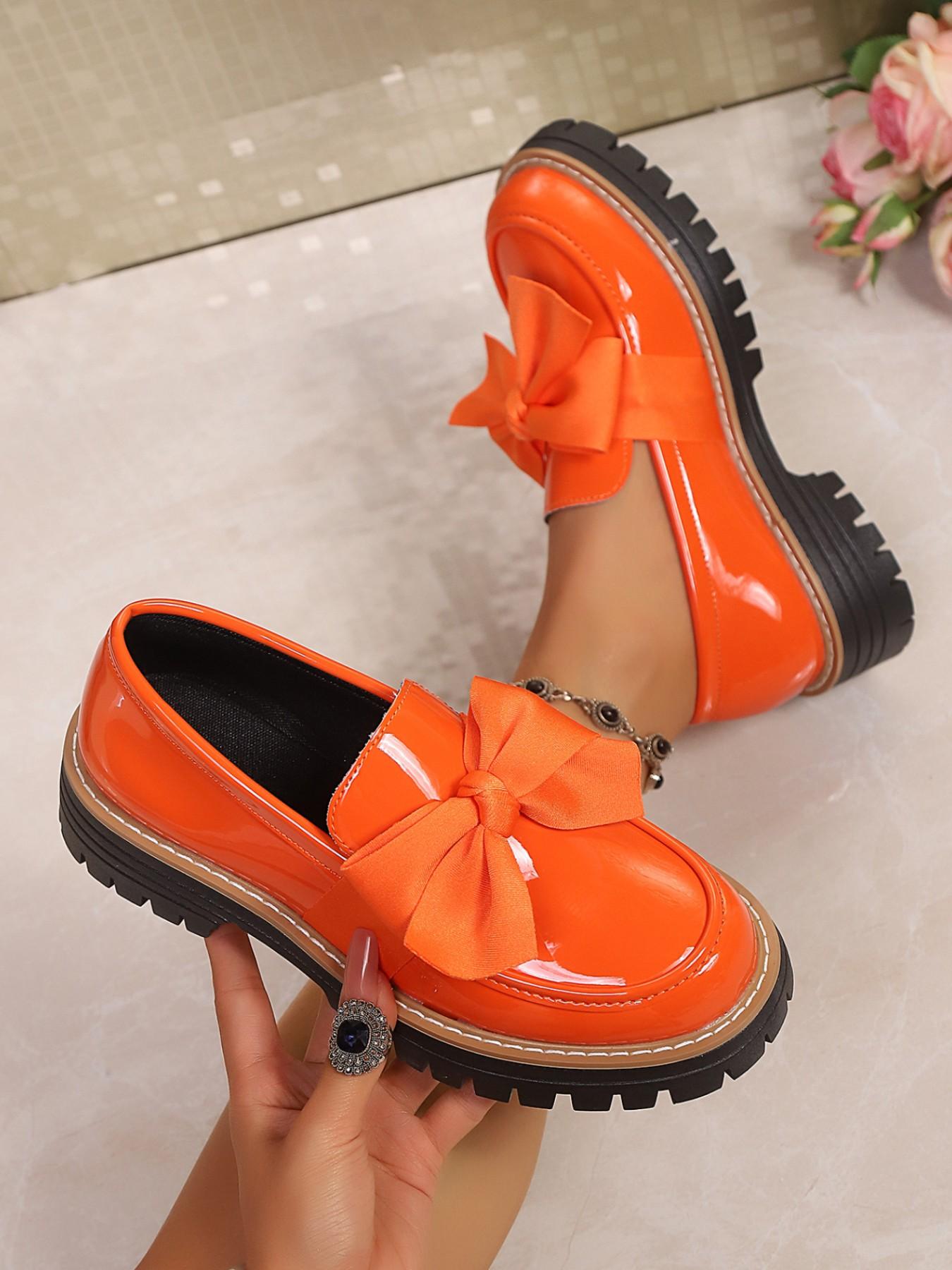 Women's New Fashion Low Heel Flat Shoes, Mary Jane Bow Leatherette Pumps, Comfortable Lightweight Mid-Heel Walking Shoes, Valentine's Gift