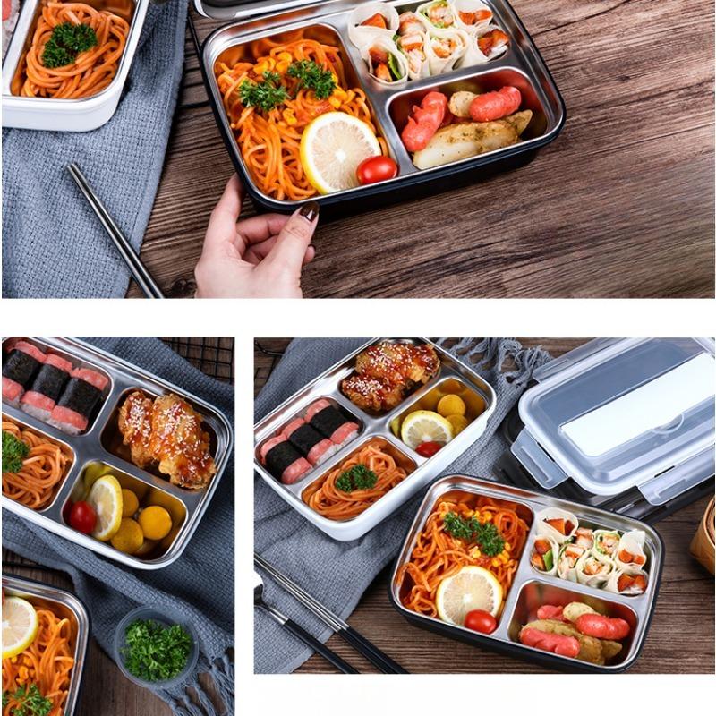 1pc 304 Stainless Steel Lunch Box, Portable Sealed Bento Box for Students & Adults, Large Capacity, Odor-Proof Compartments, Airtight Bento Boxes