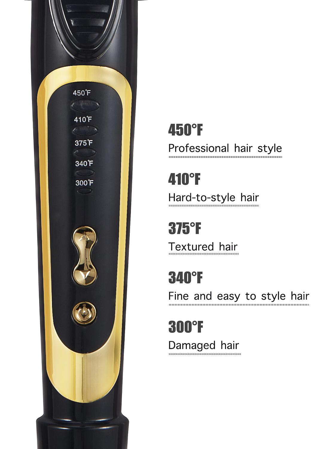 Lanvier 1 Inch Extra Long Hair Curling Iron with Ceramic Tourmaline Barrel, Professional Hair Curler up to 450°F with Dual Voltage for Worldwild Use, Hair Waving Style Curling Tool to Creat Small curls to Medium curls for Girls & Women–Black Comfort