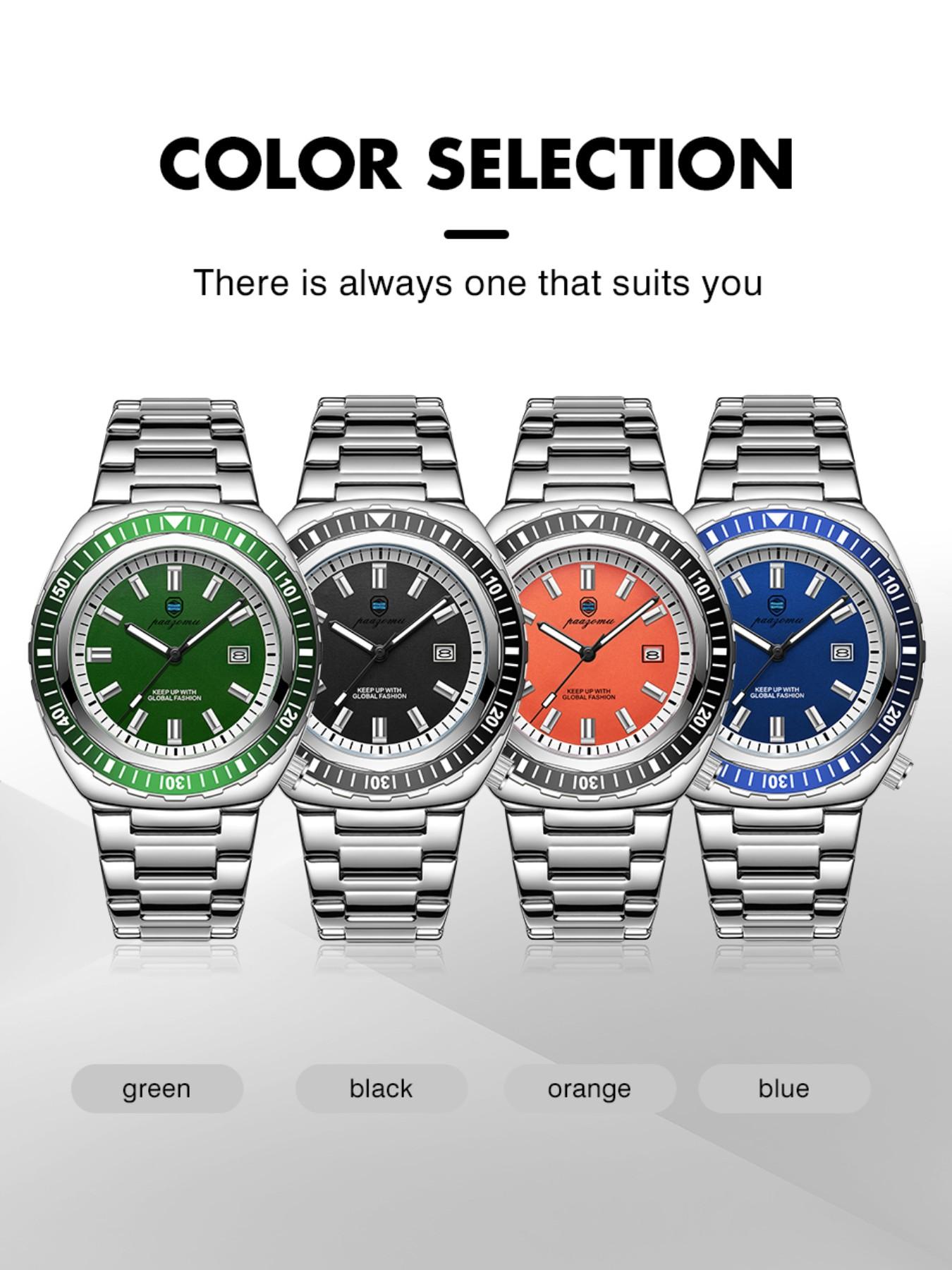 Paazomu 2026 Men's Watch, Original Fashion Business Brand, Waterproof Quartz Wrist Watch, Sport Clock, Automatic Date Watch, Male Reloj