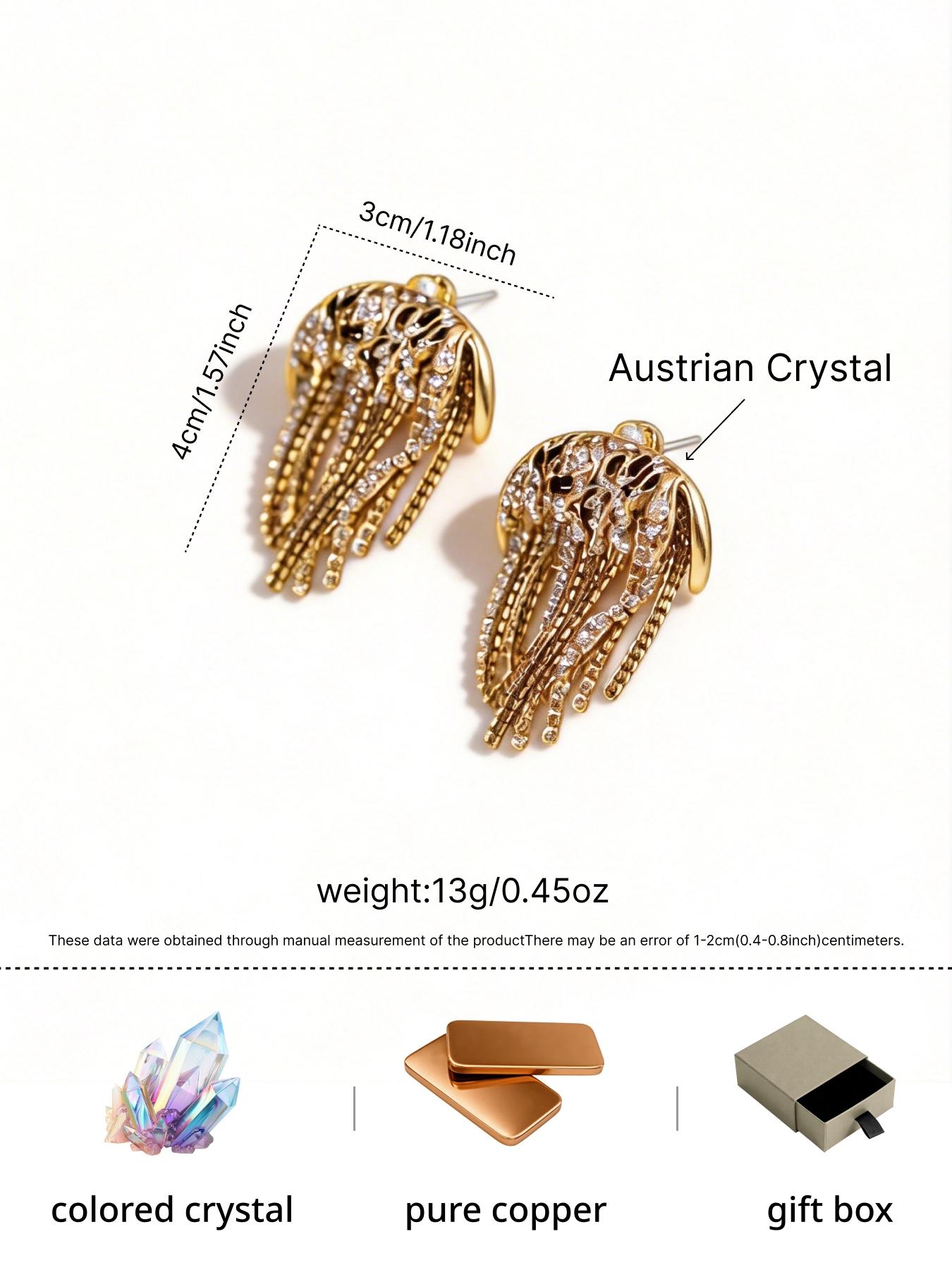 1 pair of retro light luxury line tassel studded diamond earrings, suitable for daily commuting, vacation and dating, and also a surprising exquisite small gift.