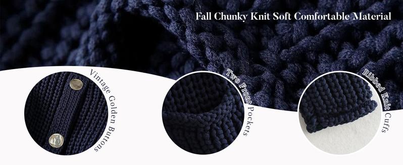 Molitree Women's Cropped Button Long Sleeve Sweater Chunky Knit Sweater Knitwear Cardigan