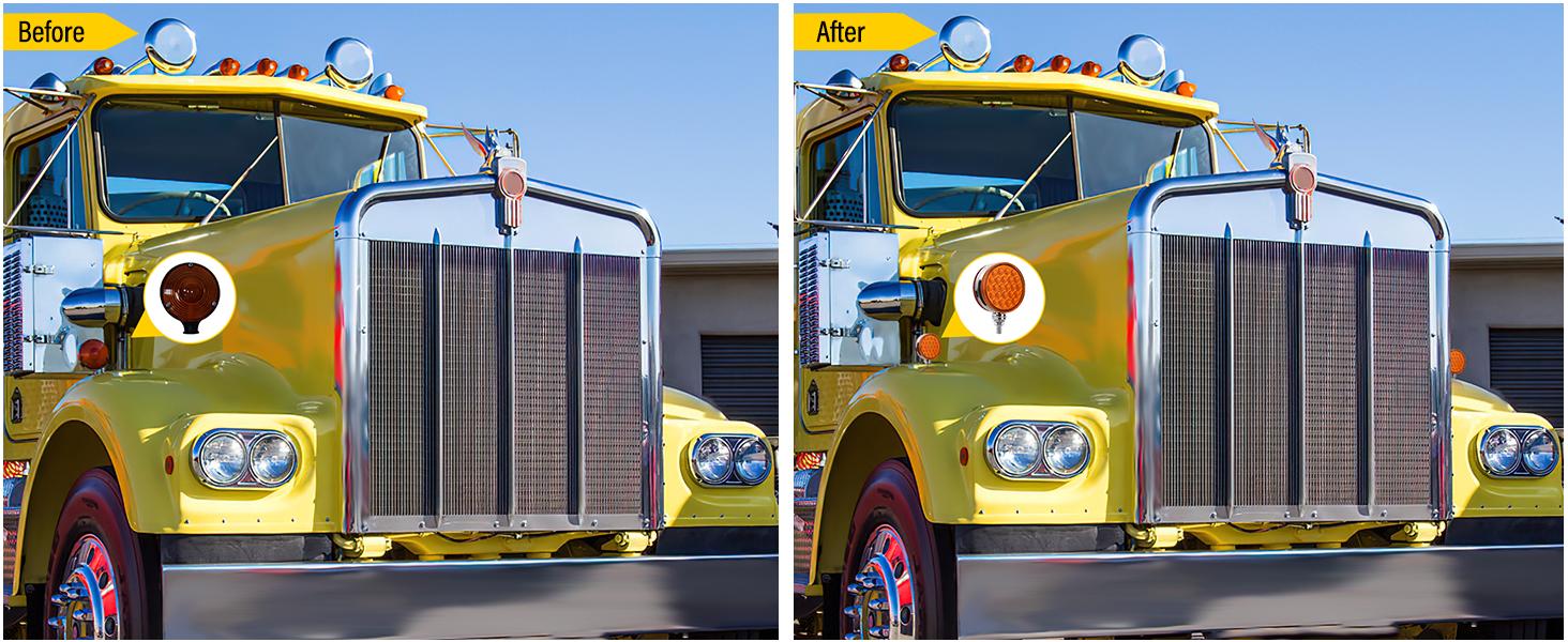 Nilight Round Double Face Fender Pedestal Light 2PCS 48LED Amber Red Brake Turn Marker Tail Light w/Stud Mount for Mack Kenworth Freightliner Truck Trailer Towing light bar  dealsforyoudays