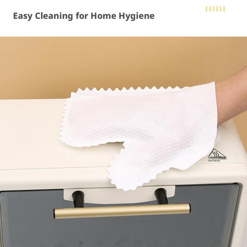 Thickened Non-Woven Cleaning Gloves, Absorbent & Dirt-Removing, Dust-Free, Wet/Dry Dual-Use, Disposable Household Wipes