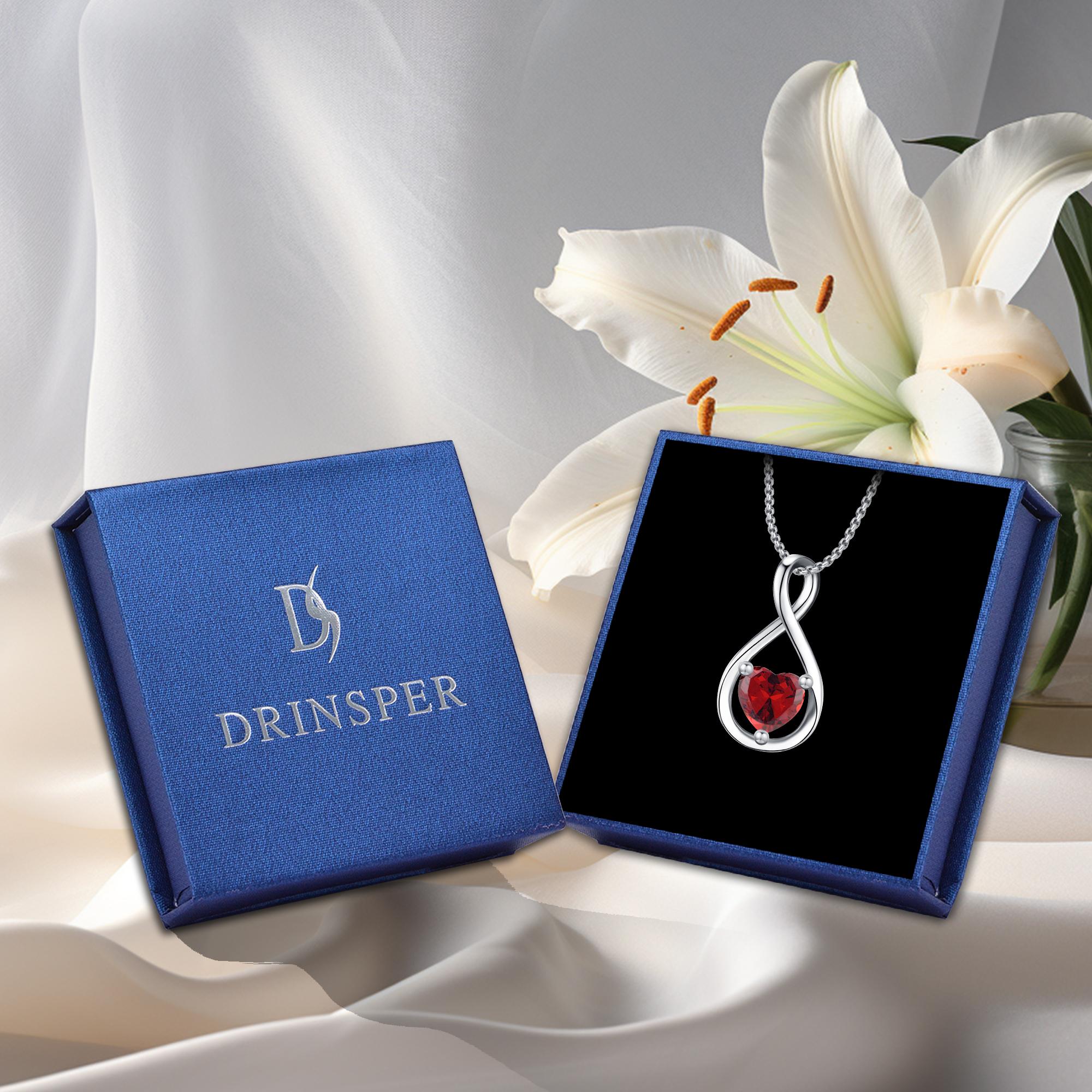 Heart Shaped Necklace Infinity Heart Birthstone Necklace Pendant Gift for Women Girls Anniversary Birthday Mother's Day Gifts Valentine's Day Gift Jewelry for Mom Wife Girlfriend Sister