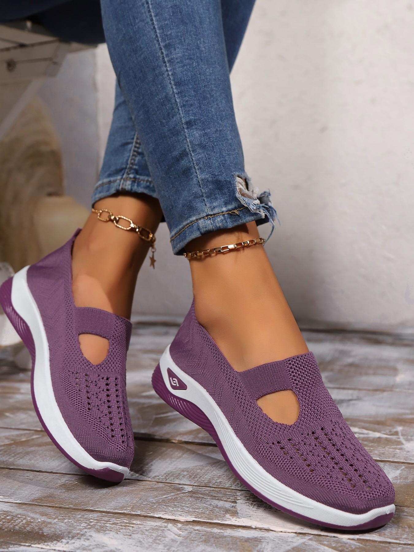 Women's casual lightweight knitted breathable sneakers, Versatile walking shoes, comfortable shoes for spring and autumn, comfortable and breathable walking shoes, suitable for daily leisure and commuting to work and school, Lightweight Comfy Shoes