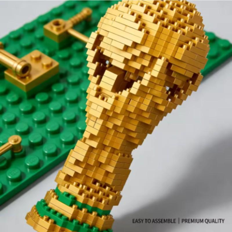 World Cup Hercules Cup Micro Particle Building Blocks Adult High Difficulty Assembly Model Creative Ornament Fan Collection Ornament is a perfect puzzle assembly toy gift that can test patience