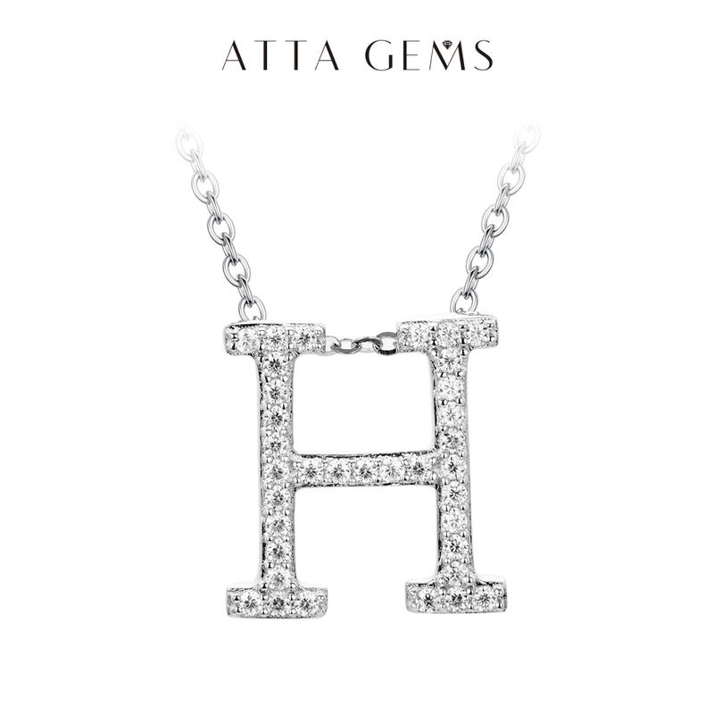 A~Z 26 Letters Necklace Synthetic Moissanite Pendant DIY Design Have Pendant and Chain Free N010