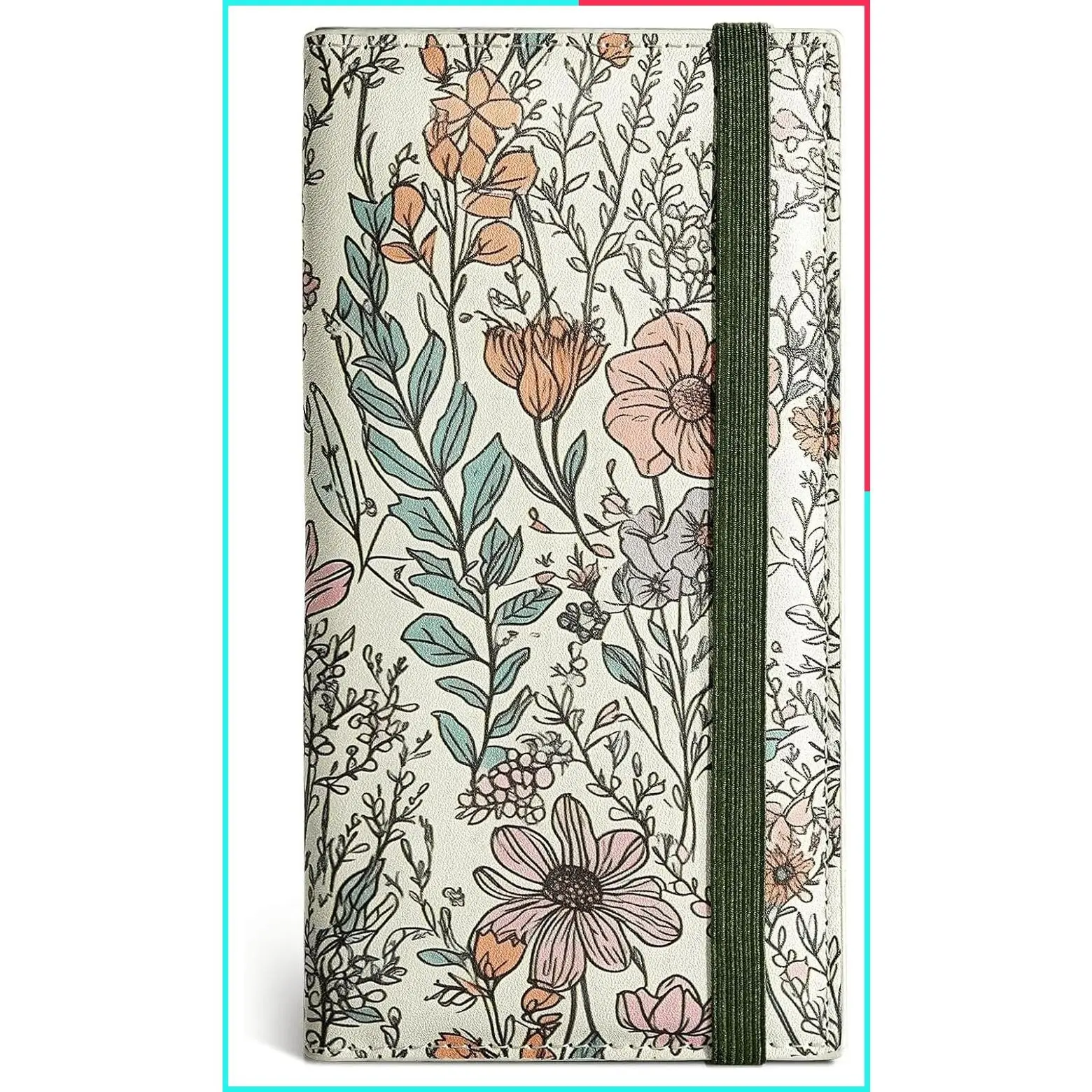 Sage Green Vegan Leather Checkbook Cover with Clear Divider & Pen Holder for Duplicate Checks - Personal Checkbook Holder for Women & Men