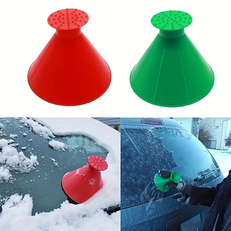 4pcs Car Window Ice Scraper Magic Funnel Snow Shovel, Round Plastic Snow Brush, Efficient Snow Removal Tool for Cars