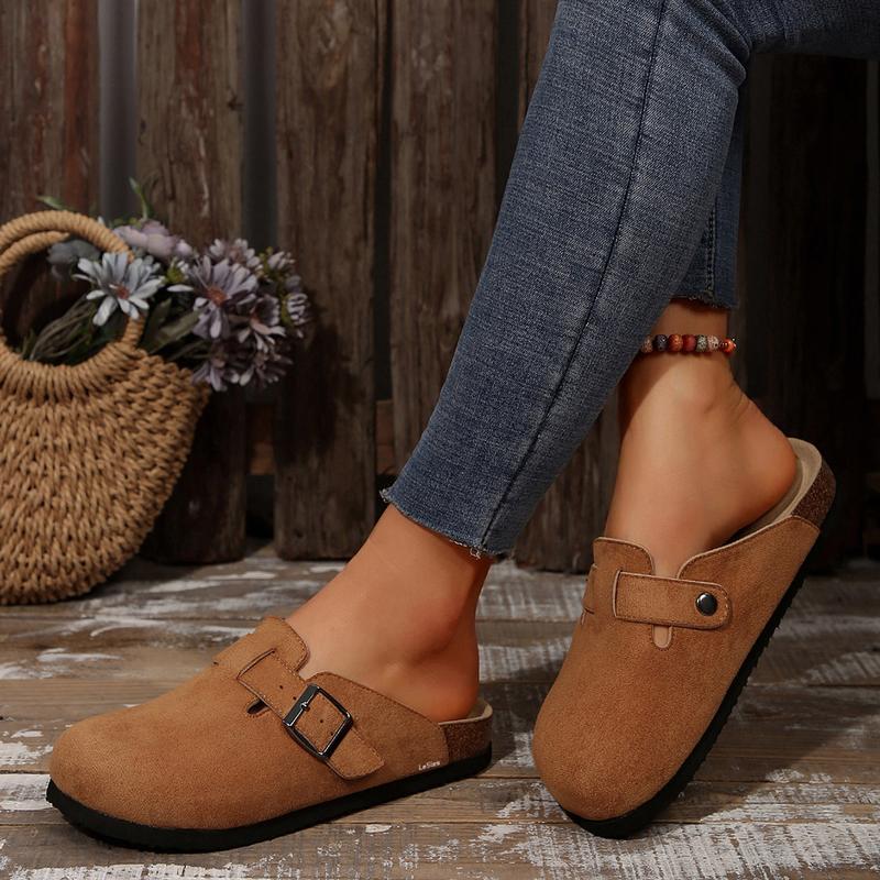 Suede Clogs for Women Men Soft Cork Footbed Mules Comfort Potato Shoes with Adjustable Buckle Flat Slippers  Boho Style Sandals