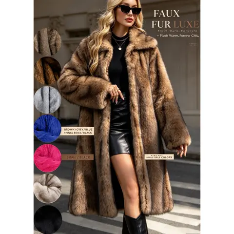 VVZ Women's Long Length Warm Faux fur Coat for Fall and Winter Soft Cozy Full Coverage Design Womenswear Outerwear TikTokShopHolidayHaul Jackets