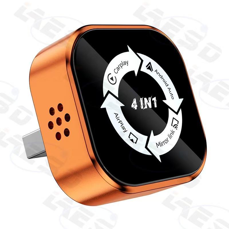 2026 New 4-In-1 Carplay Wireless Adapter, Compatible with iPhone/android, Fast Connection, Hands-Free Call, Airplay, Mirror Link, Bluetooth-compatible 5.0