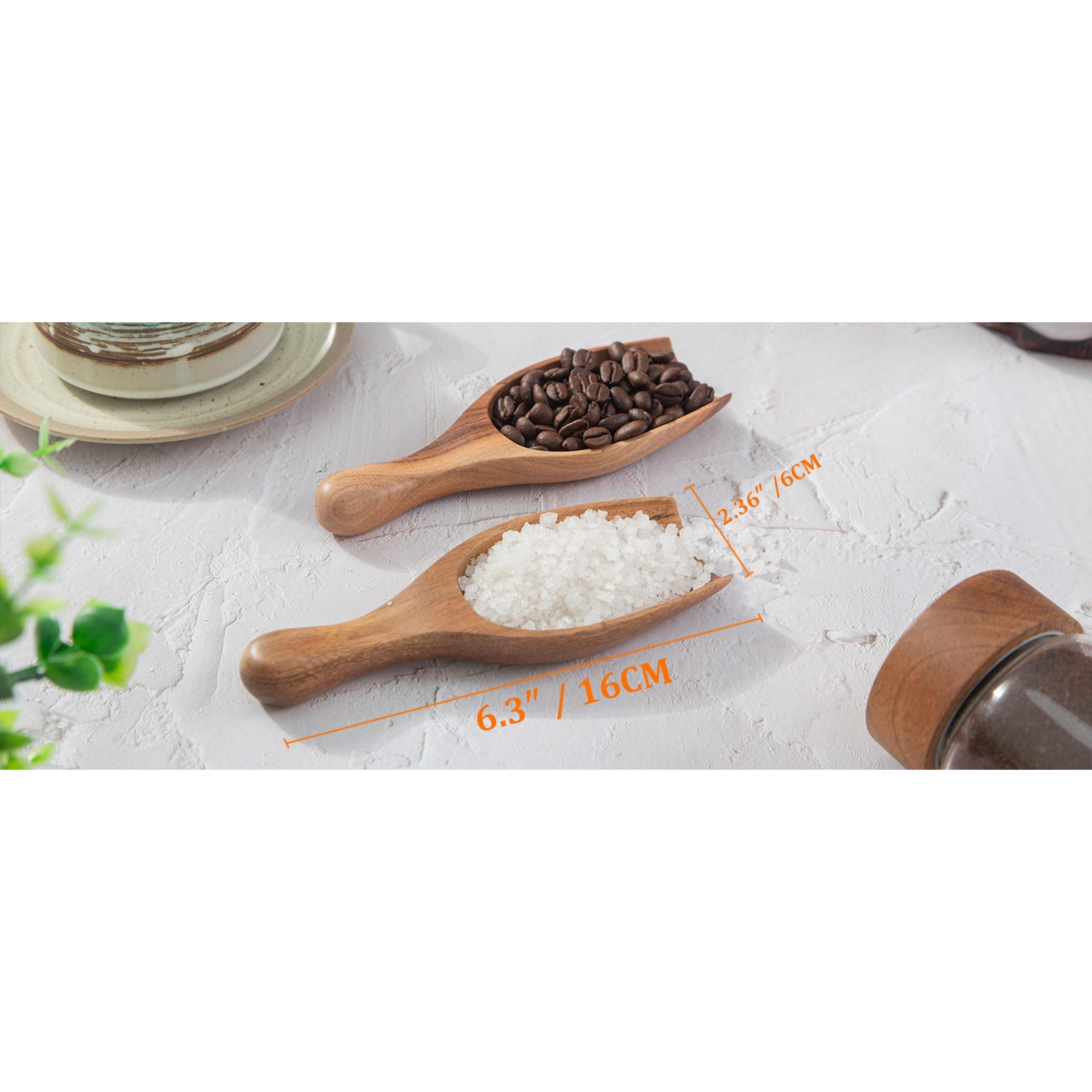 Big Wooden Scoop Shovel, 4PCS Large Coffee Scoops for Ground coffee, Acacia Wood Bean Salt Spoons, Wooden Scoops for Jars Canisters, Kitchen Scoops for Flour Laundry Scoop Multi-purpose
