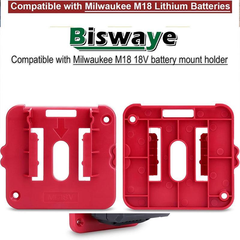 10 Pack Wall Mounted Battery Rack for Milwaukee M18 18v Batteries, Strong Compatibility, Easy Installation, Space Saving, Durable Storage, Cordless Tool Organizer