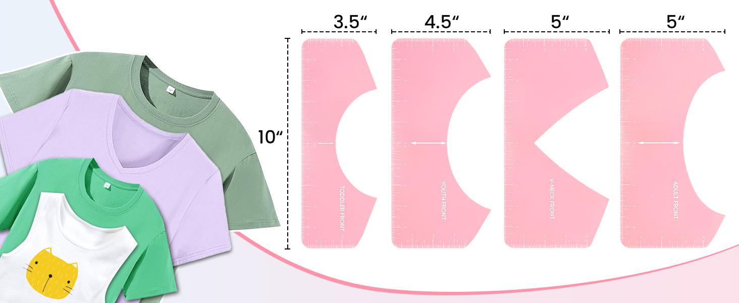 AKEYDIY T-shirt Measuring Ruler( 10 Inches),Ruler Center Viinyl,4pcs Round PVC Ruler for Heat Pressing,Home use,Sewing Supplies,Christmas Gifts