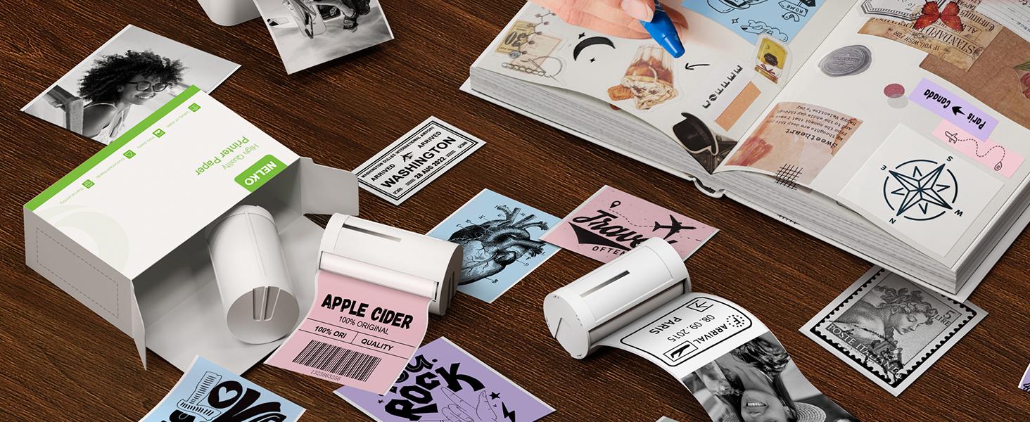 Genuine Self-Adhesive Thermal Printer Stickers, Compatible with PM230 Mini Sticker Printer, 54mmx3.5m, Only 3 Rolls Tape