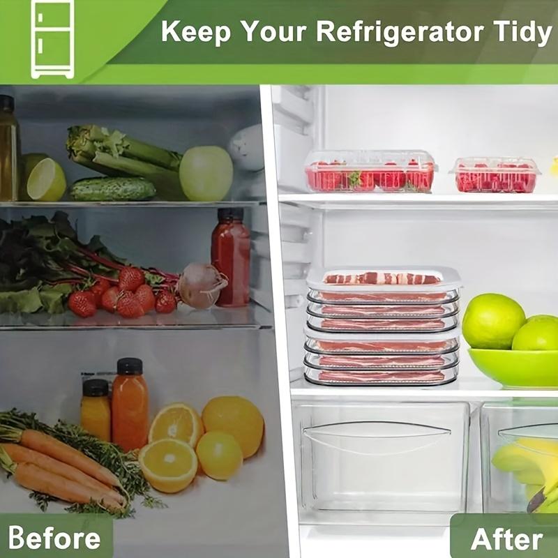 Stackable Food Storage Containers, Refrigerator Organizer Box, Meat Preservation Box, Sealed Leak-Proof Design, Reusable for Freezer