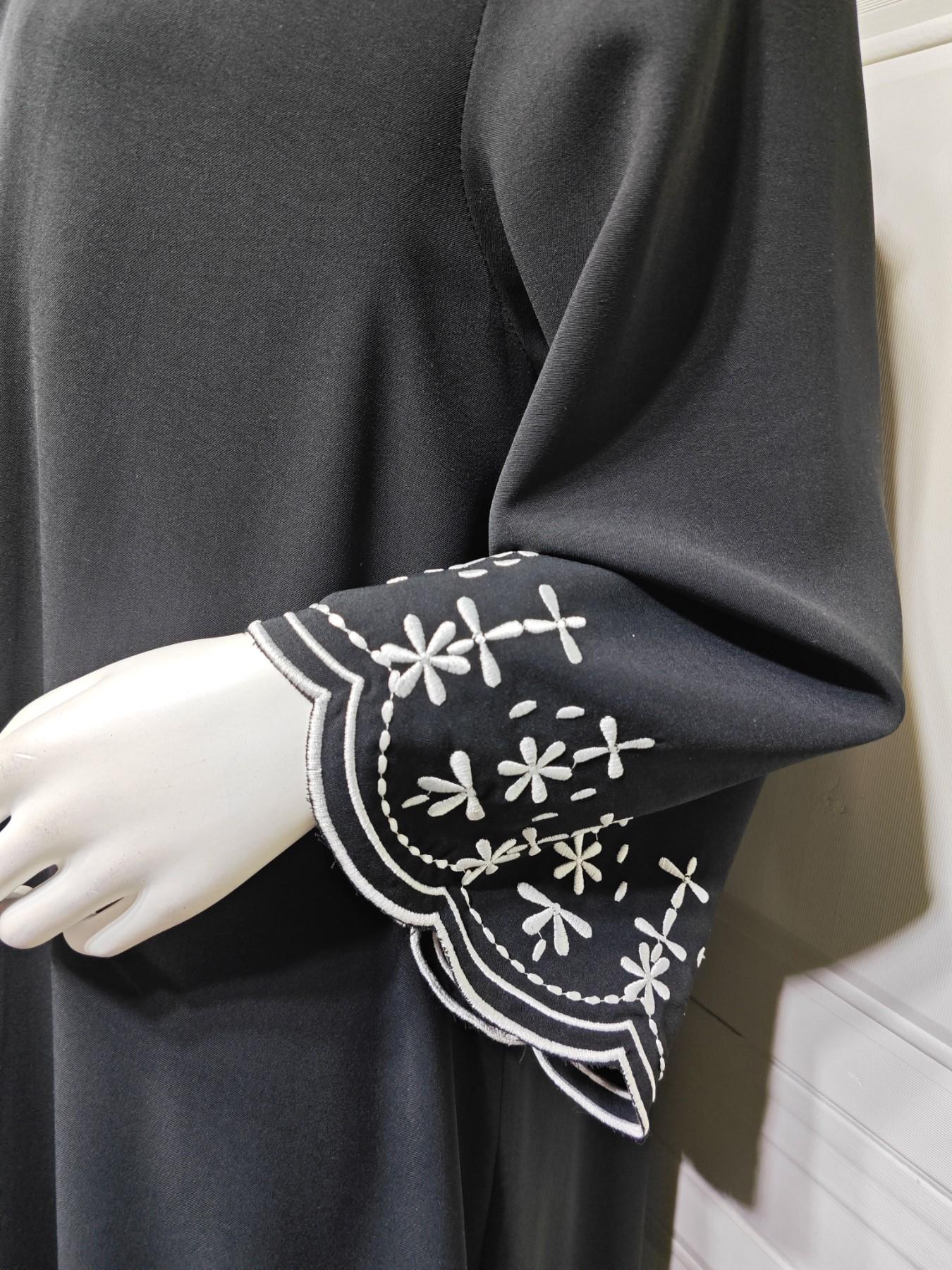 New Muslim Women's Abaya Khimar Set, Loose Fit, Eyelet Embroidery, 2-Piece with Headscarf, Long Sleeve, Elegant Casual Wear, Abaya With Hijab