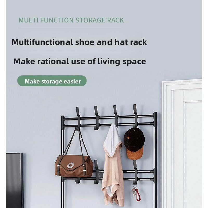5-Tier Durable Rectangle Metal Fabric Shoe Rack Organizer - Hangable Vertical Rack with Movable Hooks, Stackable Single Unit for Entrance Hall, Balcony, Closet Storage, House Organizers