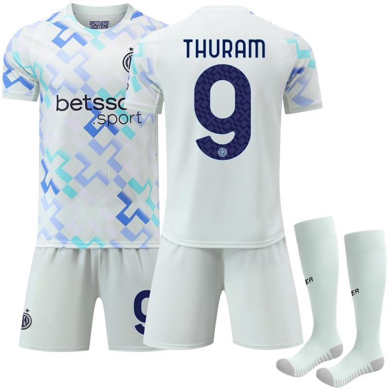 2526 New Inter Milan Away Football Kit, No. 9 Thuram, No. 23 Barella, No. 10 Lautaro, White Set Jersey