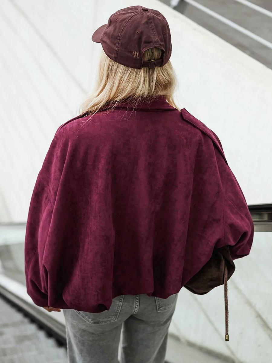 Women Solid Fall Winter Long Sleeve Loose Jacket Ladies Daily Casual Outfit Vintage Coat