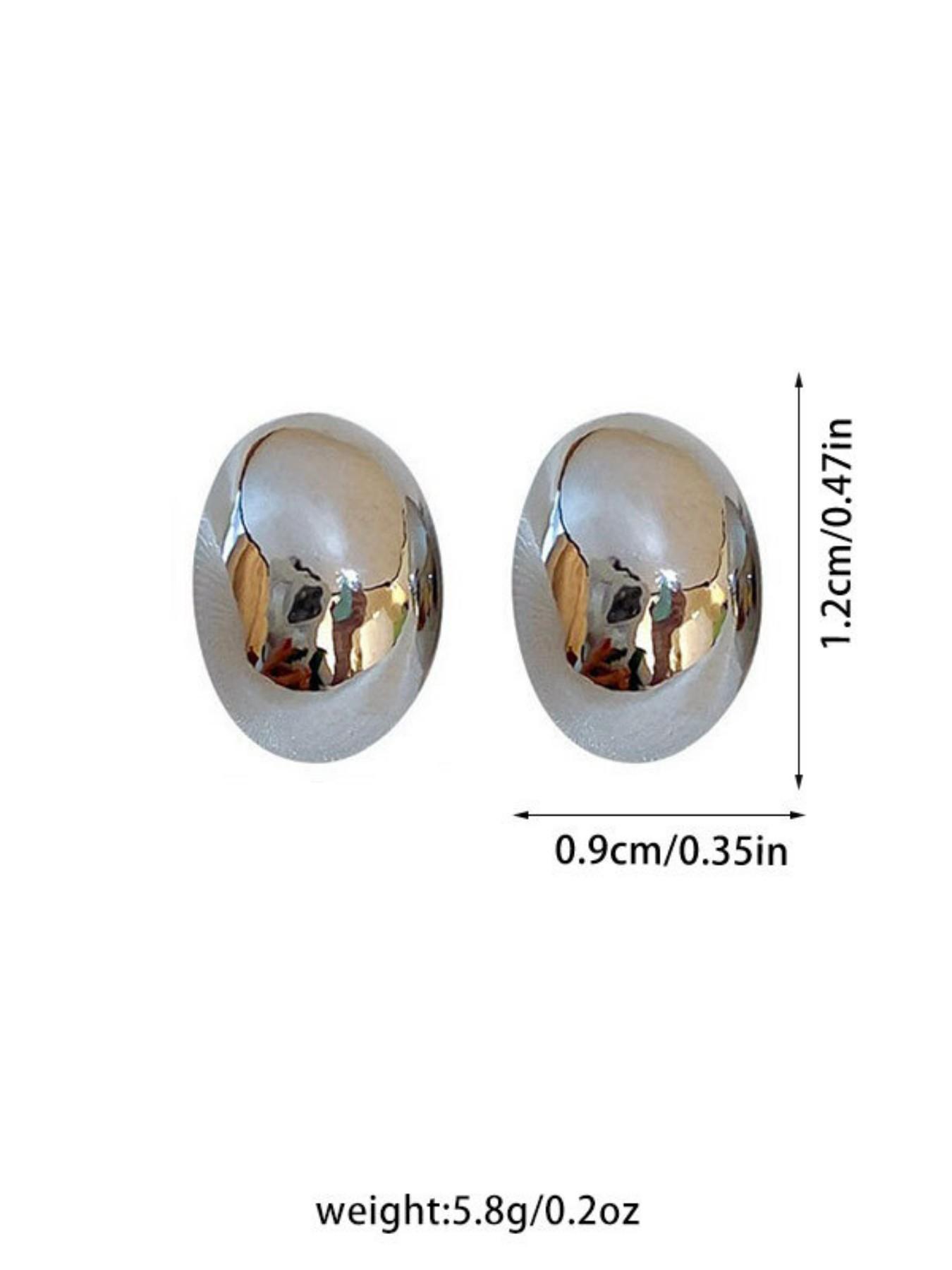 Trendy Silver Color Bean Earrings, Simple Metal Studs for Women, Minimalist Style, High-End Versatile Ear Jewelry