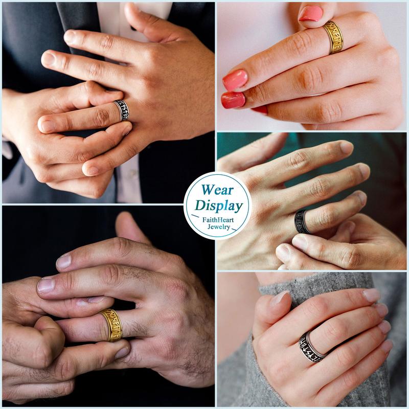 FaithHeart Rune Ring Viking Norse Style Anxiety Ring For Unisex Stainless Steel