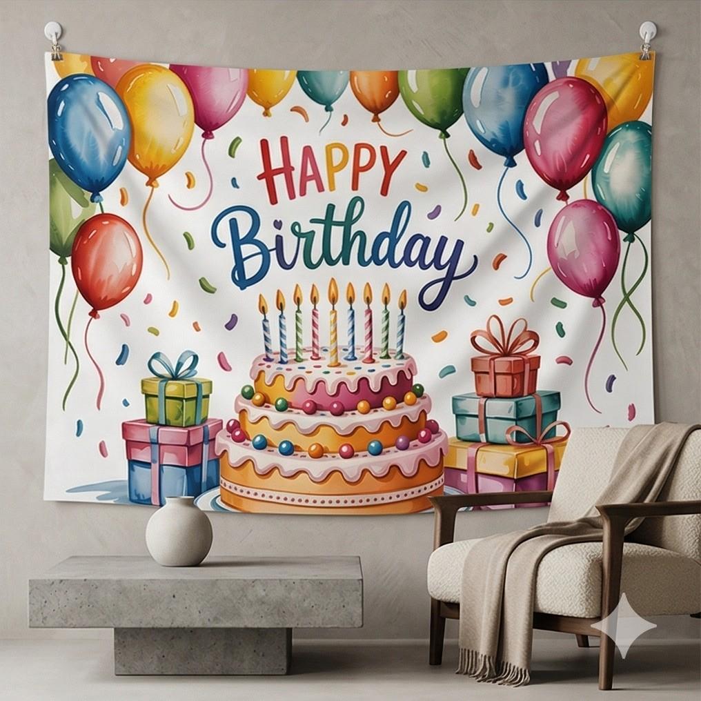 2D flat Banner, 1pc, Cute and cozy pixel art birthday party Background Decoration Background Photo Props, Polyester Banner Decor, Home Decor, Room Decor, Wall Decor, Party Decor/supplies/gifts Decorative Background, 2D Flat