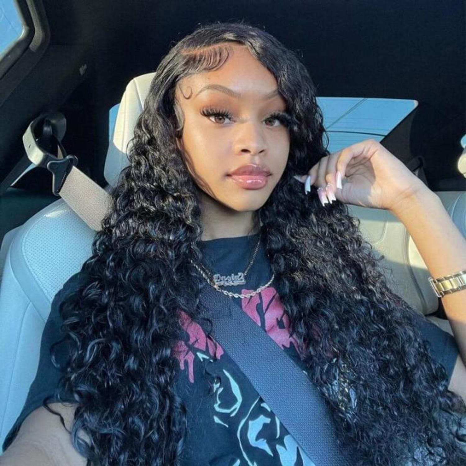 Cute Bein 13x6 Curly Hair Human Hair Wigs Pre Plucked 13x6 Water Wave Lace Front Wigs 180 Density Curly Human Hair Wigs