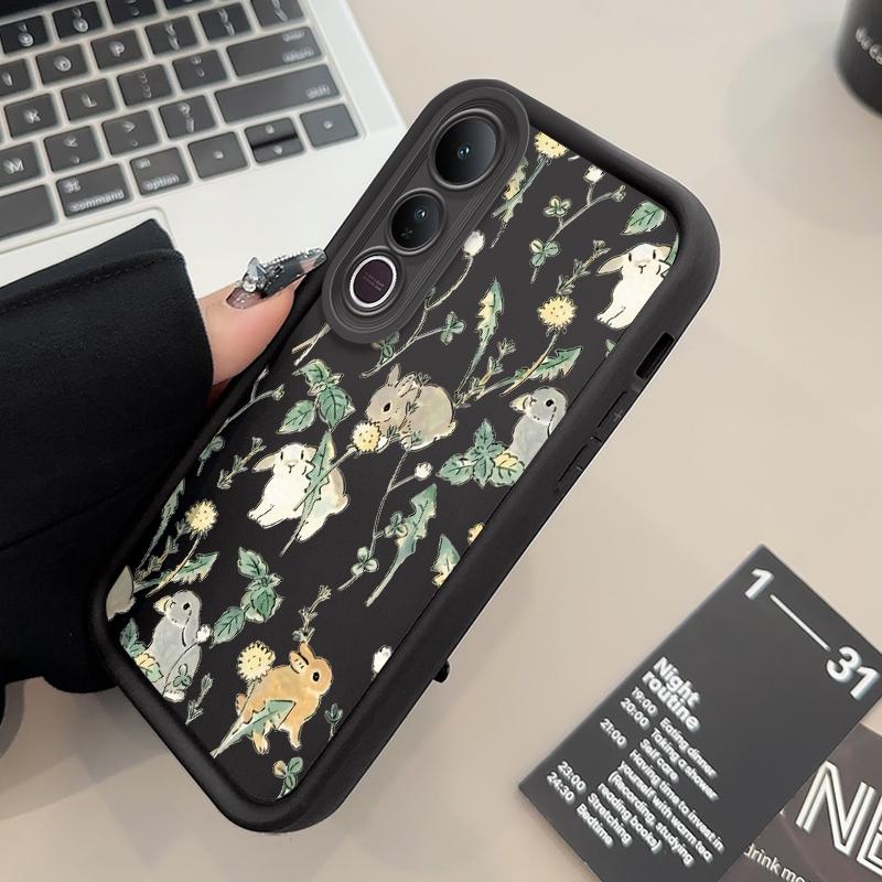 TPU Phone Case suitable for VIVO V50 lite V40 V30 V29 V27 V25 V23 V21 V20 V19 Pro 5G Bunny floral dream Pattern Pocket-Friendly Shockproof Protective Soft Smartphone Casing