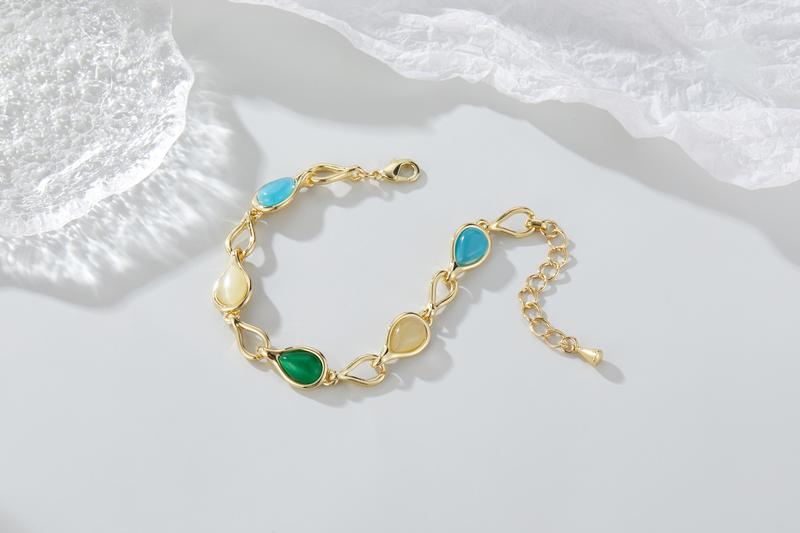 Aprilery Waterdrop-Shaped Link Bracelet – Crystal Elegant Multi-Colored Gemstone Jewelry for Women