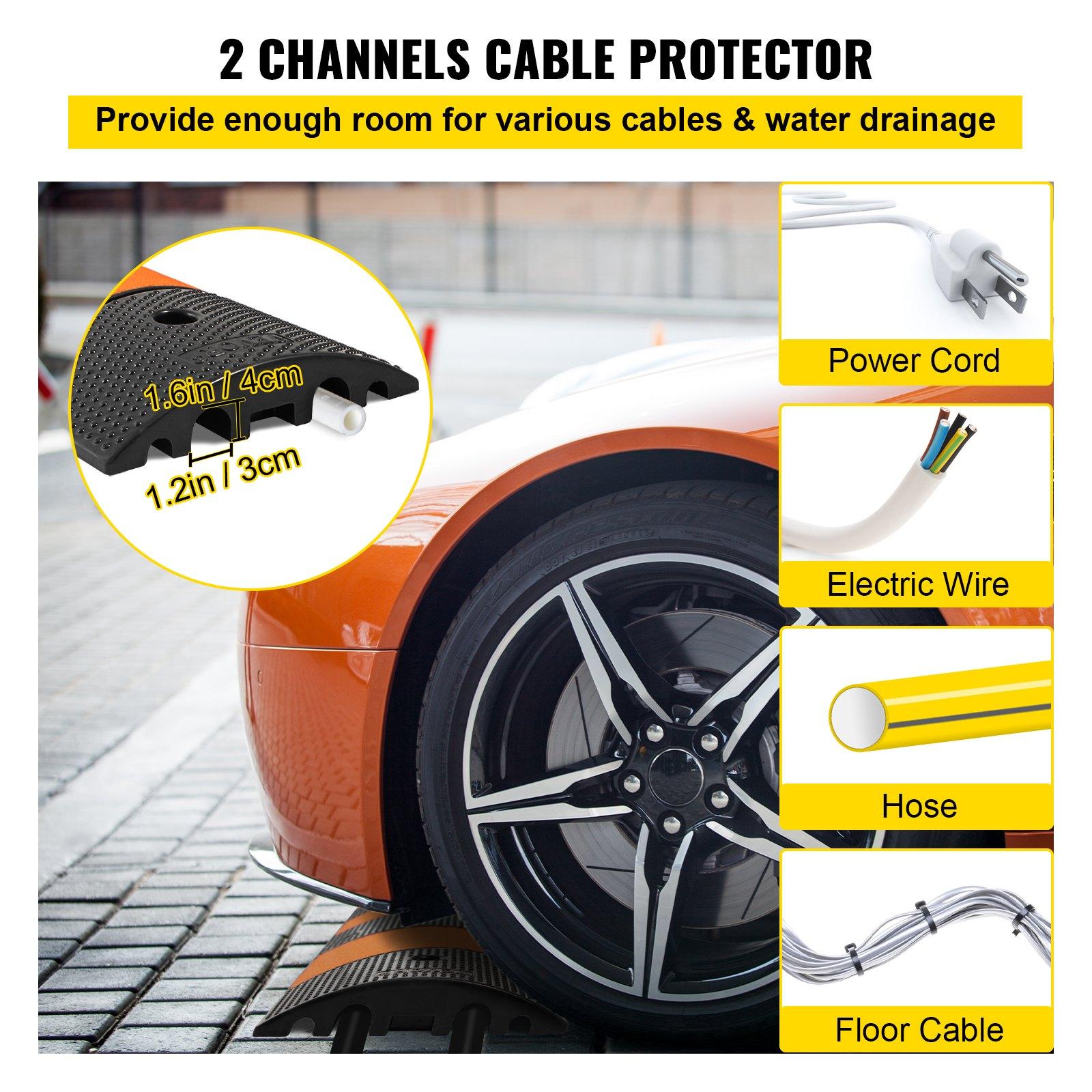 VEVOR Rubber Traffic Calming Device, Single Unit with Dual Channels, 72" Length Modular Design Supports Up to 22000 LBS, Dimensions 72.8 x 12.2 x 2.2, Suitable for Asphalt, Concrete, and Gravel Sur VEVOR Rubber Traffic Calming Device, Single Unit with Dual Channels, 72" Length Modular Design Supports Up to 22000 LBS, Dimensions 72.8 x 12.2 x 2.2, Suitable for Asphalt, Concrete, and Gravel Sur