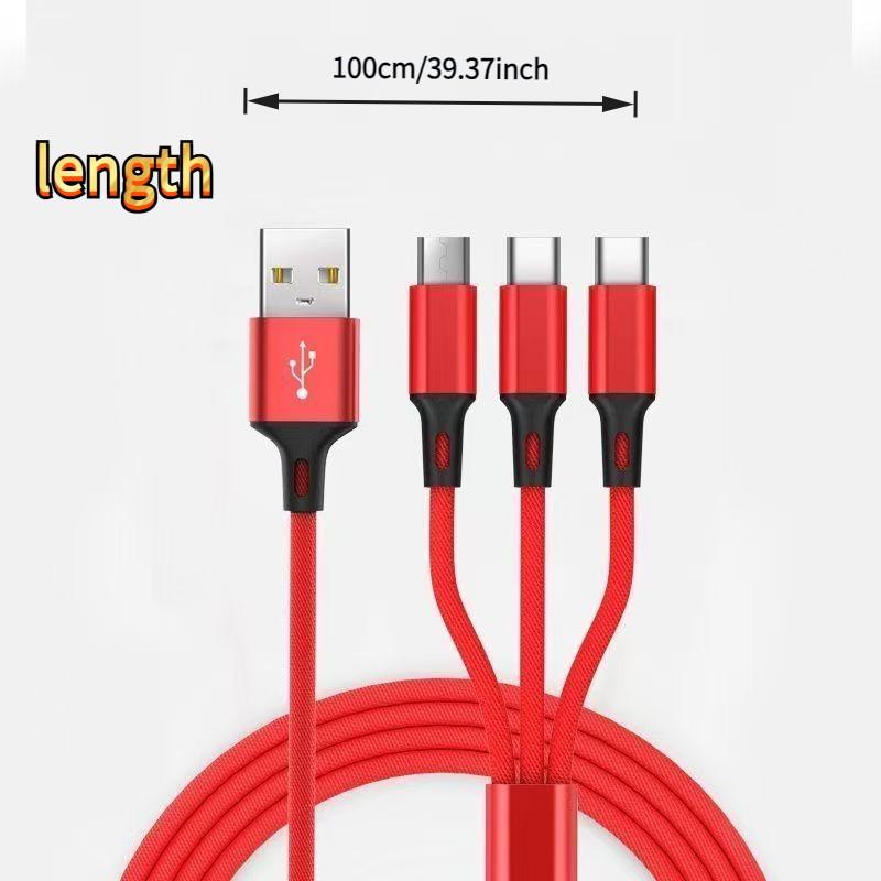 100w Four-In-One Braided Fast Charging Cable, USB Quick Phone Charger, Compatible with iPhone Oneplus Xiaomi Dual Type-C iOS Micro Interfaces