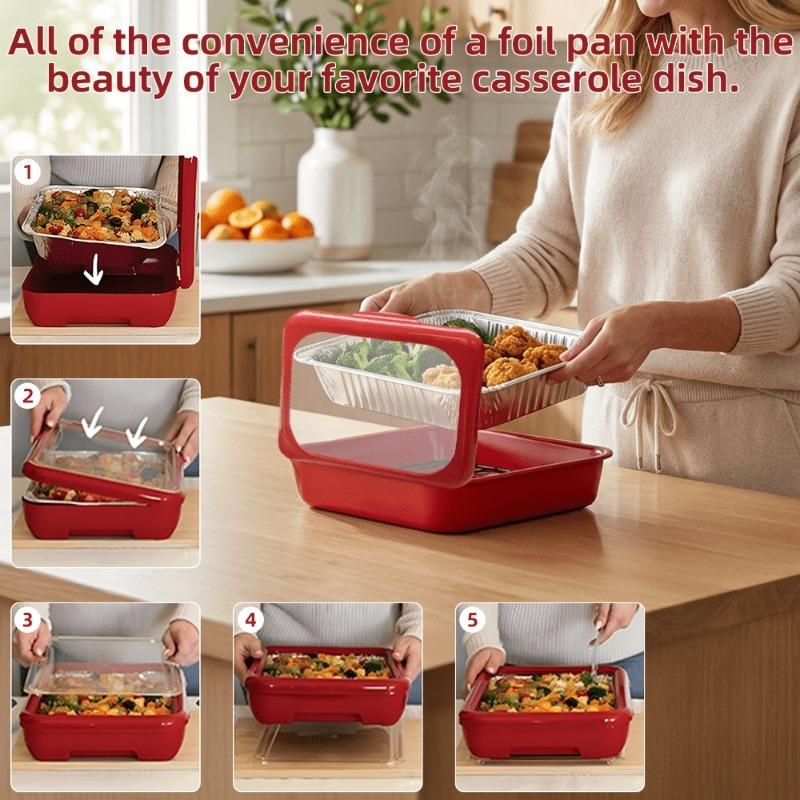 A set of elegant wok 2-in-1 reusable plastic food storage boxes with 1 foil tray for outdoor parties, celebrations, Christmas and Thanksgiving gifts