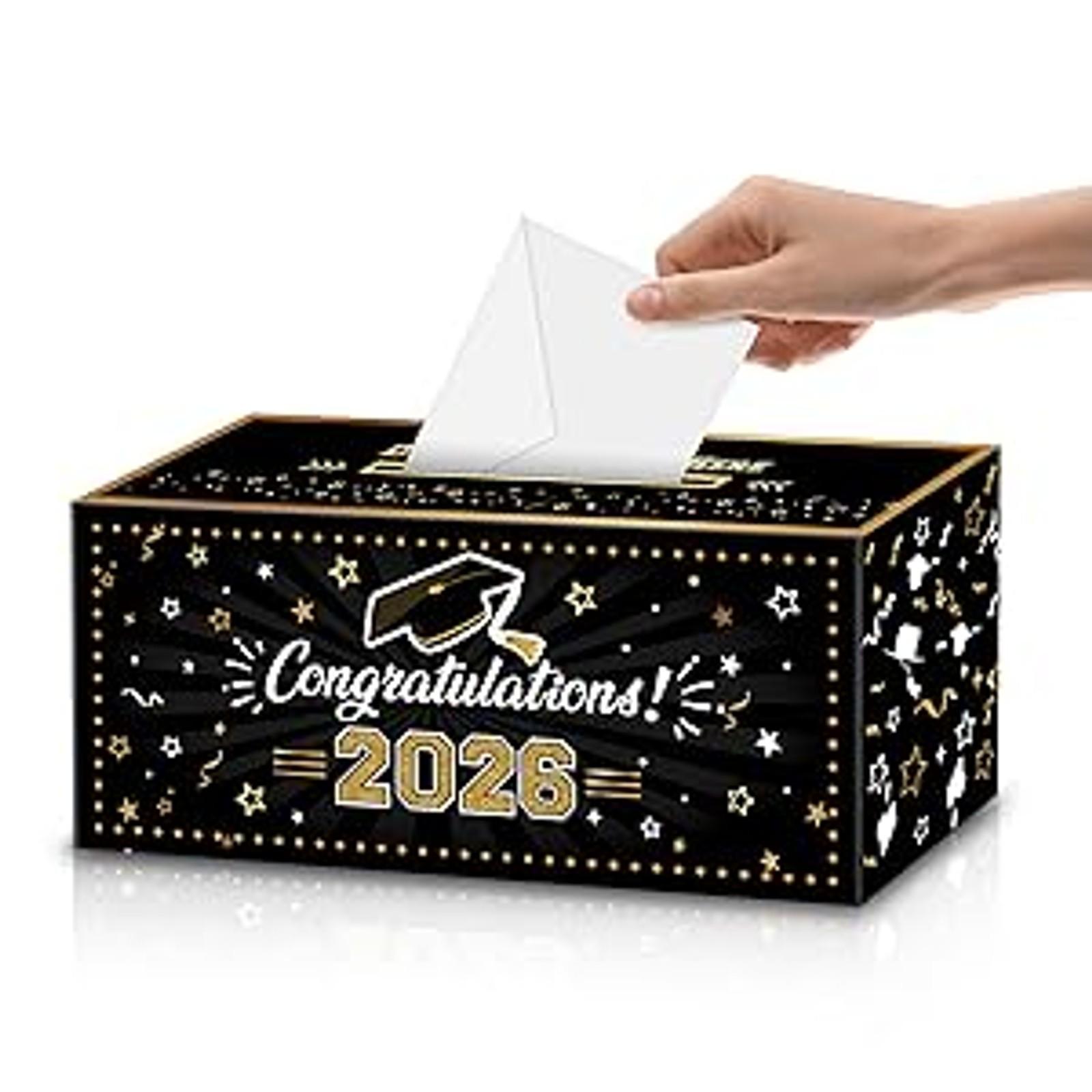 125-Piece Black and Gold Graduation Decorations Pack, 2026 Class Congrats Grad Supplies Set with Photo Banners, Tablecloth, Balloons, Cake Toppers, Decorations Supplies, Party, Box, Balloon Arches, 12” Latex Balloons