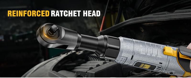 3/8" Cordless Ratchet Wrench Set, 60FT-LBS(80N.m) Electric Ratchet, 12V Extended Power Ratchet Wrench with Variable Speed, 6 Sockets, LED Light, 1/4" Adapter,1/2" Adapter,2 Batteries, Best Christmas and New Year Gift Ideas for Everyone