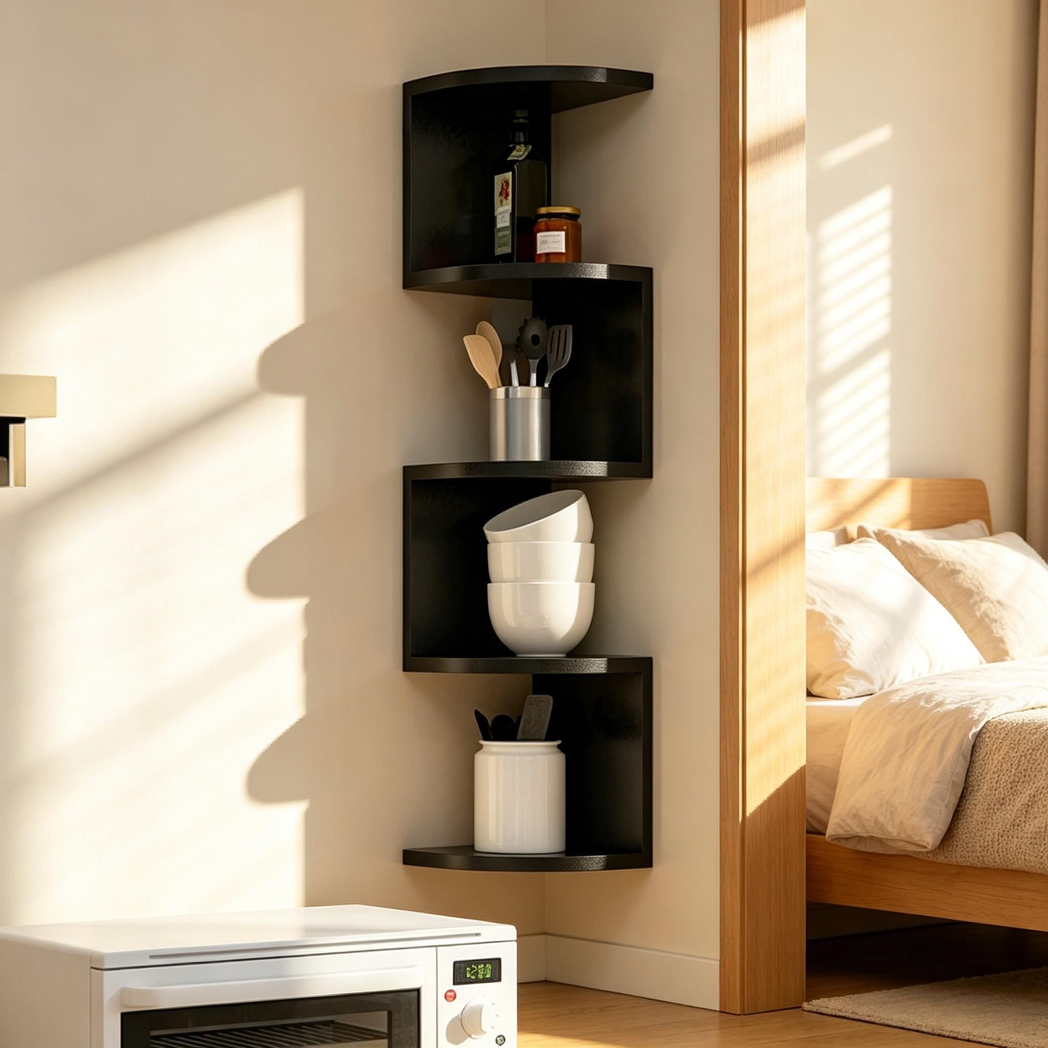 Creative Corner Shelf, No Drilling Wall-Mounted Triangular Storage Rack, Multi-Layer Thick Wood Plastic Board, Kitchen Bathroom Organizer